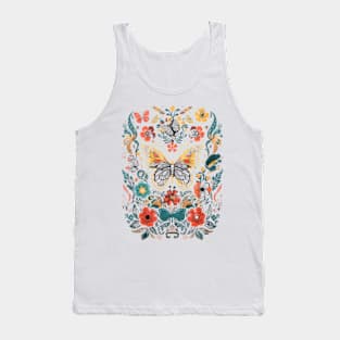 Vintage Cottagecore Butterfly Moth With Flowers Tank Top